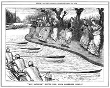 'Why Shouldn't Girton Rink, When Cambridge Rows?', 1876.  Creator: George du Maurier.