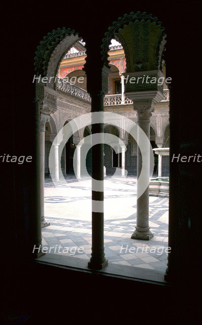 View into the main courtyard of the Casa di Pilatos, 15th century. Artist: Unknown