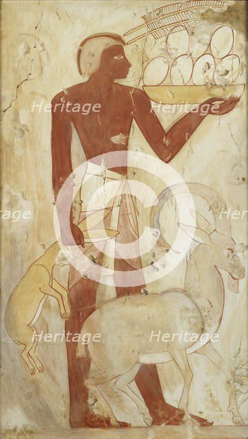 Copy of wall painting, private tomb 78 of Horemheb, Thebes, 20th century. Artist: Anna (Nina) Macpherson Davies.