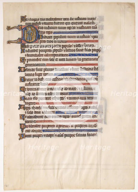 Manuscript Leaf from a Royal Psalter, 13th century. Creator: Unknown.