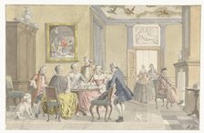 Interior with company drinking tea, 1723-1760.  Creator: Nicolaas Aartman.