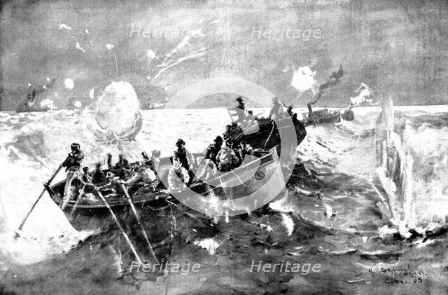 The Spanish-American War: ...U.S. cruiser "Marblehead"...cutting the cable at Cienfuegos..., 1898. Creator: Unknown.
