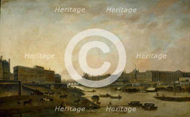 L'Hôtel de la Monnaie et le Louvre, vus du Pont-Neuf, c. 1800. Creator: Demachy, Pierre-Antoine (1723-1807).