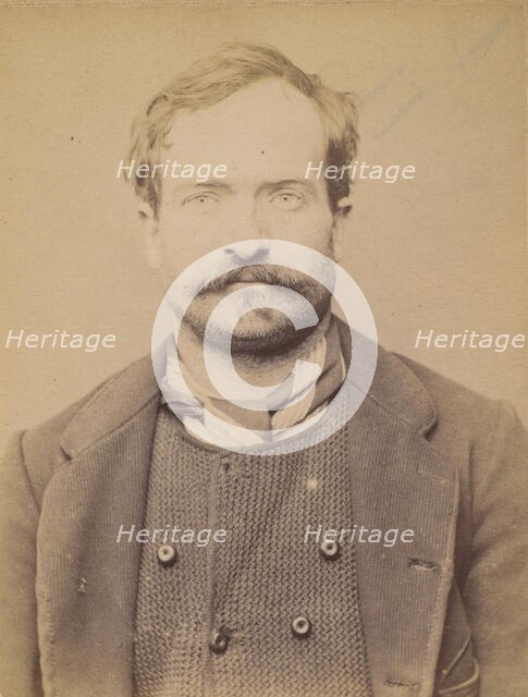 Remond. émile, Adolphe. 34 ans, né à Bagnolet (Seine). Carrier. Anarchiste. 26/2/94. , 1894. Creator: Alphonse Bertillon.