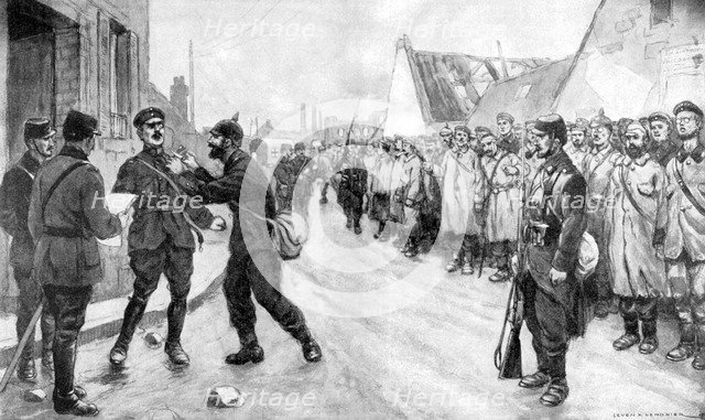 'A German Prisoner Dares to Attack an Officer', France, World War I, 1915. Artist: Unknown