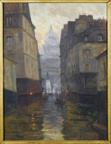 Rue du Haut-Pavé towards Place Maubert (floods from 1910), 1910. Creator: Germain Eugene Bonneton.