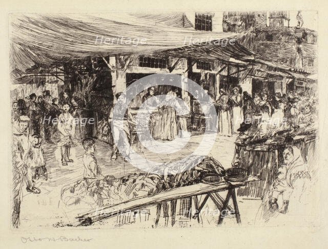 The Market, Florence (The Mercato Vecchio, Florence, 1881), 1881. Creator: Otto Henry Bacher.