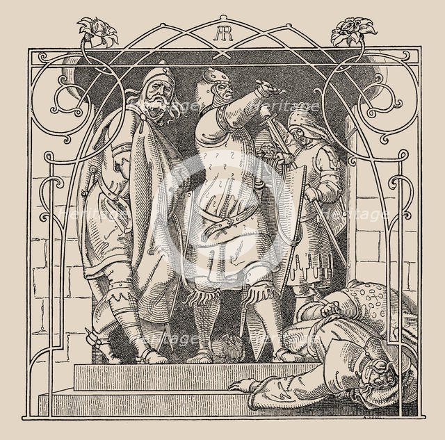 Die Nibelungen. How They Threw Down the Dead Out Of The Hall, 1840-1841. Creator: Rethel, Alfred (1816-1859).