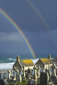 Rainbow over Barnoon Cemetery, St Ives, Cornwall, 2011. Artist: Peter Williams.