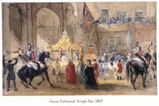 Queen Victoria at Temple Bar, London, 1837. Artist: Henry Warren
