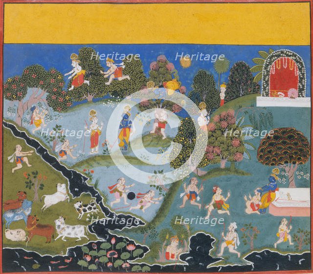 Blindman's Bluff...from a Dispersed Bhagavata Purana (Ancient Stories of Lord Vishnu), c1715-20. Creator: Unknown.