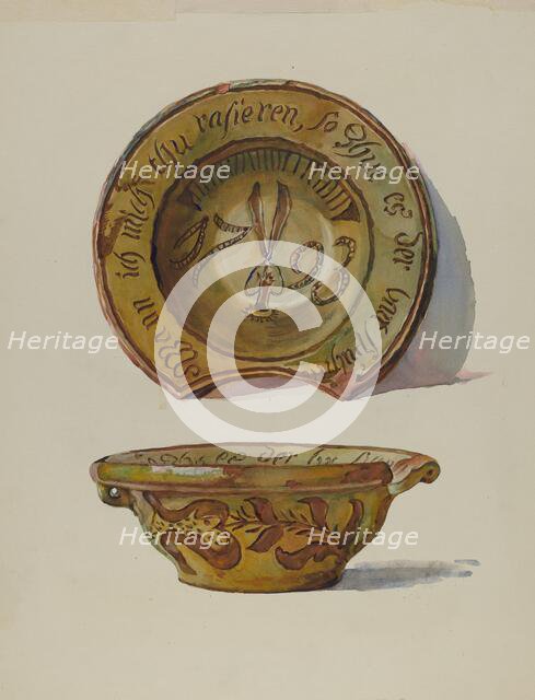 Pa. German Shaving Basin, c. 1936. Creator: Frances Lichten.