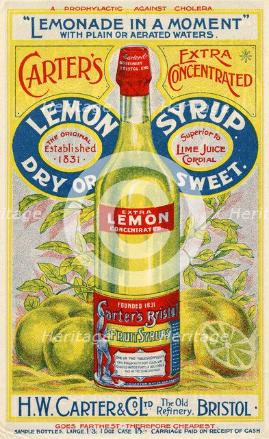 Carter’s Lemon Syrup, 1900. Artist: Unknown