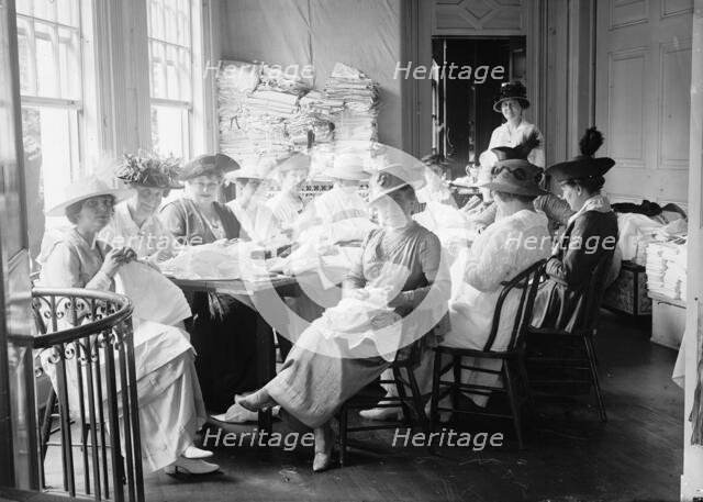 Senate Women Sewing, at District Headquarters, Red Cross, 1917. Creator: Harris & Ewing.