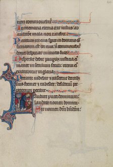 Initial L: Samuel Crowning David; Bute Psalter, text and illumination about 1285. Creator: Bute Master.