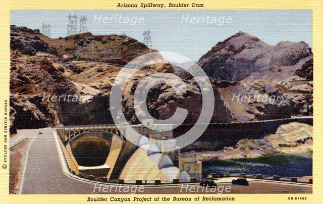 Arizona Spillway, Boulder Dam, Arizona/Nevada, USA, 1940. Artist: Unknown