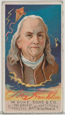 Benjamin Franklin, from the series Great Americans (N76) for Duke brand cigarettes, 1888., 1888. Creator: Unknown.