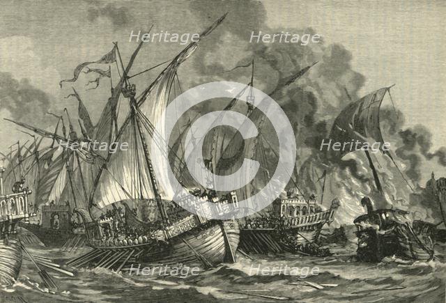 'Defeat of the Saracenic Fleet Before Constantinople', (717-718), 1890.   Creator: Unknown.