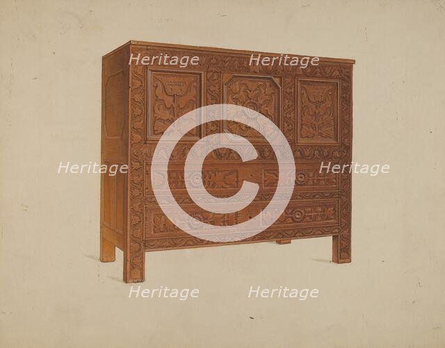 A Connecticut-type Hadley Chest, c. 1937. Creator: Martin Partyka.