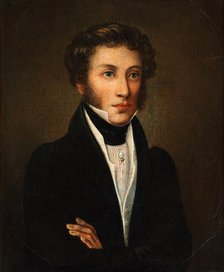 Portrait of the poet Alexander Sergeyevich Pushkin (1799-1837), c1845. Creator: Anonymous.