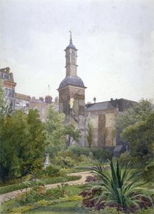 The tower of the Church of St Botolph, Aldersgate, City of London, 1886. Artist: John Crowther