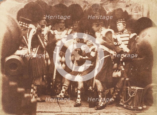 The 42nd Gordon Highlanders, Edinburgh Castle, 1843-47. Creators: David Octavius Hill, Robert Adamson, Hill & Adamson.