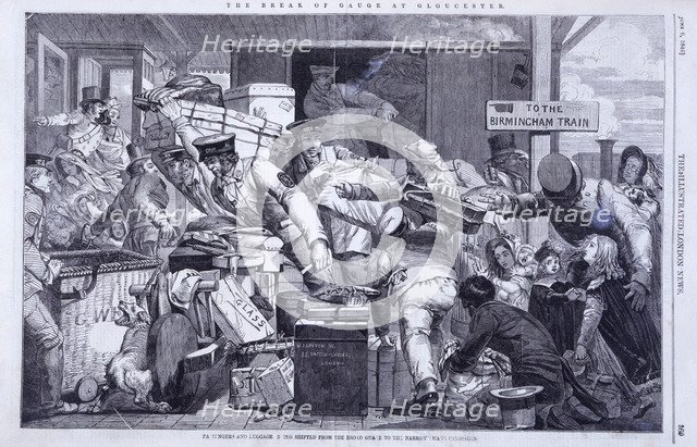 'Break of Gauge at Gloucester', Gloucestershire, 6th June 1846. Creator: W. J. Linton.