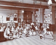 Playtime, John Ruskin School, Southwark, London, 1908.  Artist: Unknown.