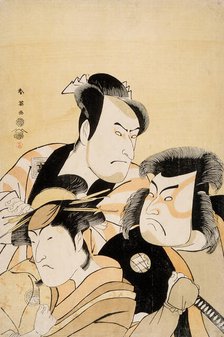 Bust Portrait of Three Actors Ichikawa Komazo II, Sakata Hangoro III, Nakayama Fukasaburo I, c1794. Creator: Katsukawa Shun'ei.