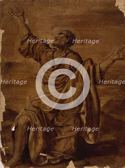 Prophet Kneeling, with Mountains in Distance, c. 1600. Creator: Unknown.