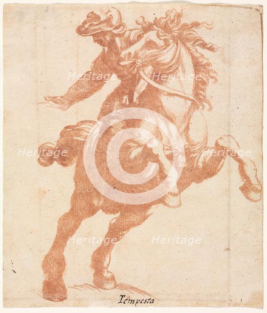 Rearing Horse and Rider, c. 1600. Creator: Antonio Tempesta (Italian, 1555-1630), attributed to.