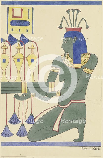 Depiction of a celebrating Egyptian in the Valley of the Kings, 1829. Creator: Friedrich Maximilian Hessemer.