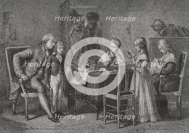 Occupations of the royal family in the Temple prison, 1876.  Creators: Hippolyte de la Charlerie, Jonnard.