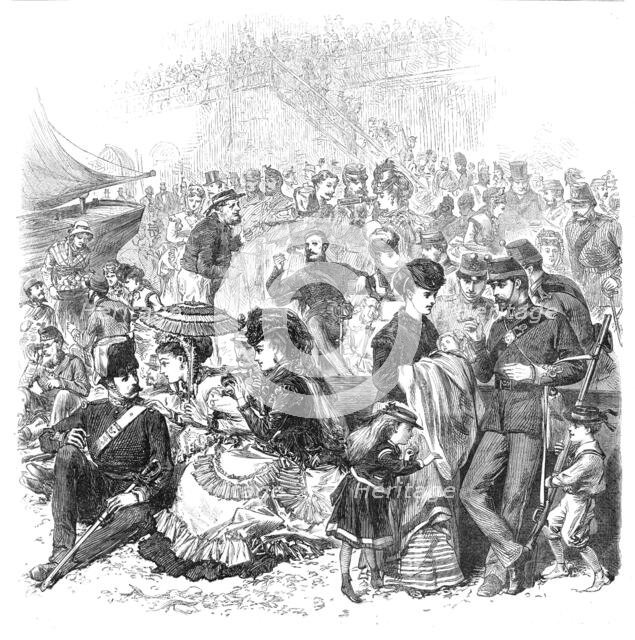 The Easter Volunteer Review: a sketch on the Brighton Beach, 1870. Creator: Unknown.