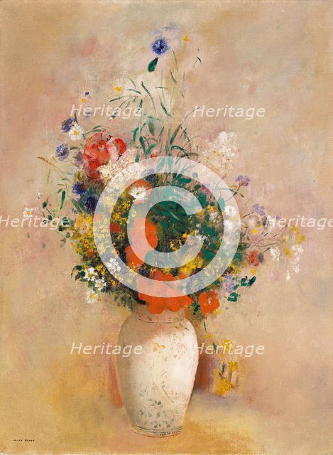 Vase of Flowers (Pink Background), ca. 1906. Creator: Odilon Redon.