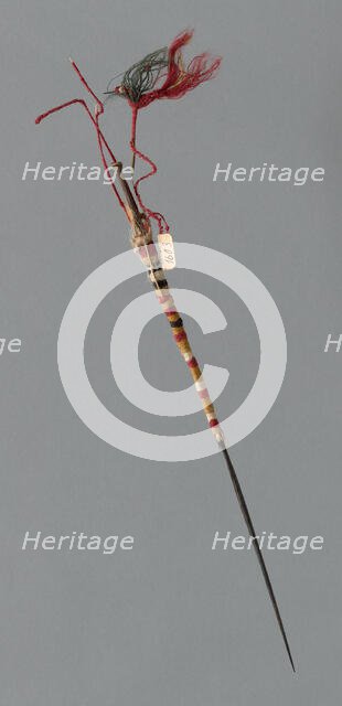 Wooden Spindle with Needlework Decoration, Peru, 1000/1476. Creator: Unknown.