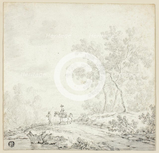 Landscape with Two Figures, One on Horseback, n.d. Creator: Johann Christoph Dietzsch.