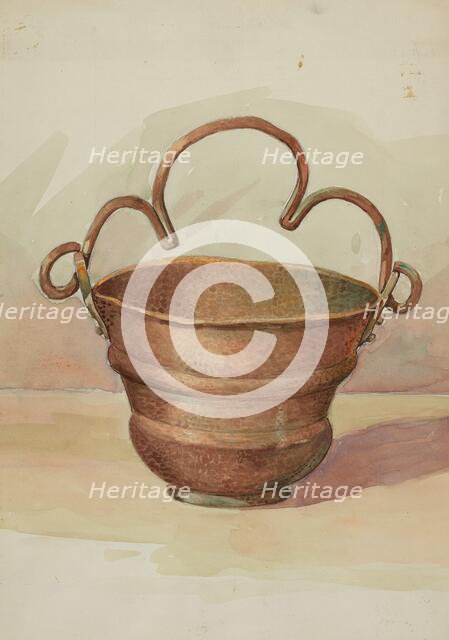 Holy Water Bucket, c. 1936. Creator: Dana Bartlett.