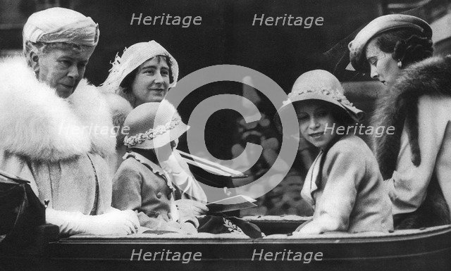 Queen Mary with her daughter-in-law and grandchildren, 1936. Artist: Unknown