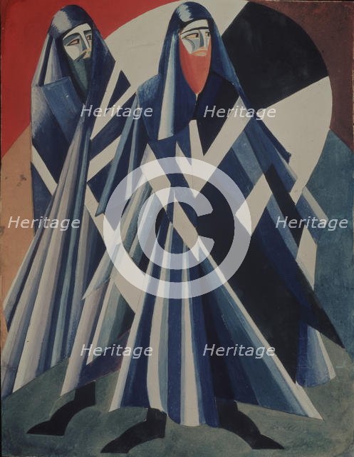 Jews. Costume design for the theatre play Salomé by O. Wilde, 1917. Artist: Exter, Alexandra Alexandrovna (1882-1949)