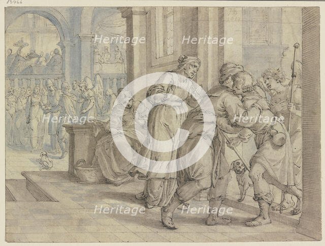 Tobias's visit to Raguël, 1610. Creator: Augustin Braun.