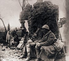 Soldiers among ruins, c1914-c1918. Artist: Unknown.