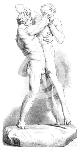Royal Academy Prize for Sculpture; Hercules and Antaeus, by T. Brock, 1870.  Creator: Unknown.
