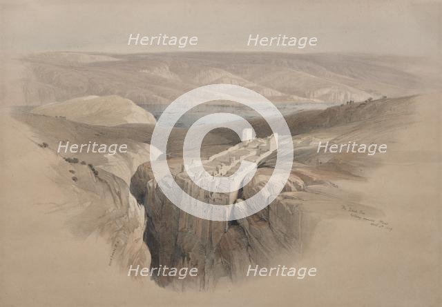 The Dead Sea Looking Towards Moab, 1839. Creator: David Roberts (British, 1796-1864).
