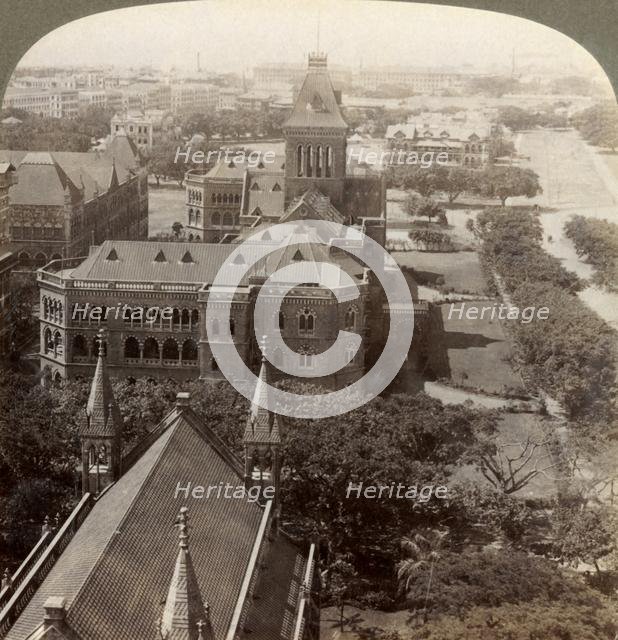 'Over University and Secretariat (Sq. tower), S. from Rajabai Tower, Bombay, India', 1903. Creator: Underwood & Underwood.