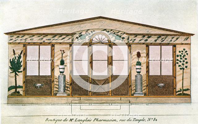 Facade painting of Langlois' Apothecary's Shop, Paris, France, (1928). Creator: Unknown.