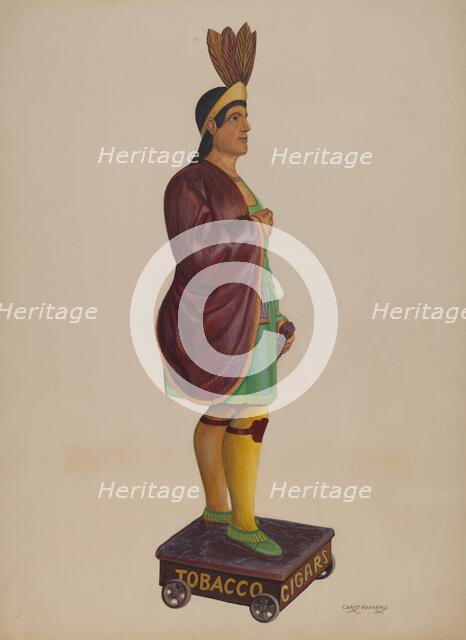 Cigar Store Indian, c. 1937. Creator: Chris Makrenos.