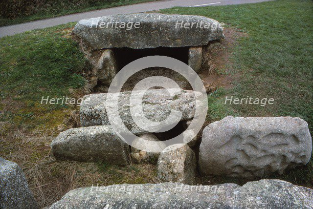 Neolithic tomb, Tregiffian Barrow, Penwith, Cornwall, 3rd Millennium BC, 20th century. Artist: Unknown.
