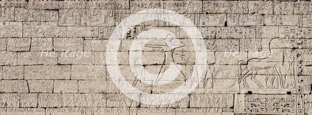 Egyptian campaign against the Sea Peoples. Relief from the temple of Ramesses III..., 1185-1152 BC. Creator: Ancient Egypt.