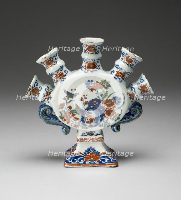 Flower Vase (one of a pair), Delft, c. 1700/22. Creator: De Griekesche A.